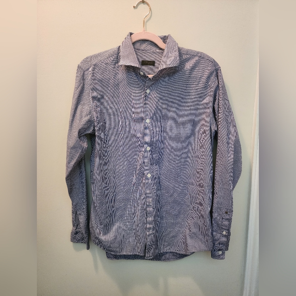 Z Zegna Navy Blue Casual Button-Down